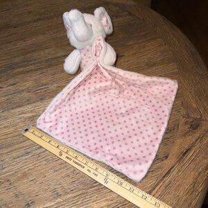 STEPHAN BABY Elephant Lovey SECURITY BLANKET Pink Grey White Polka Dots Nursery